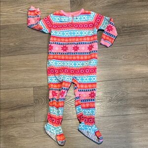 Carter's Pink and Blue Patterned Footie Size 24 months